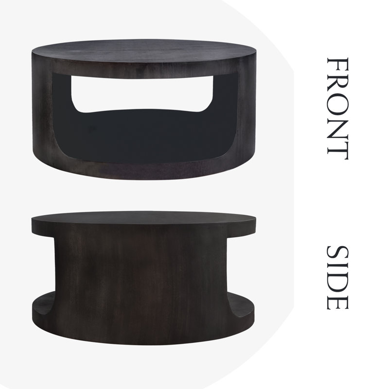 Latitude Run® Round Coffee Table with Solid Wood Veneer (Natural Oak